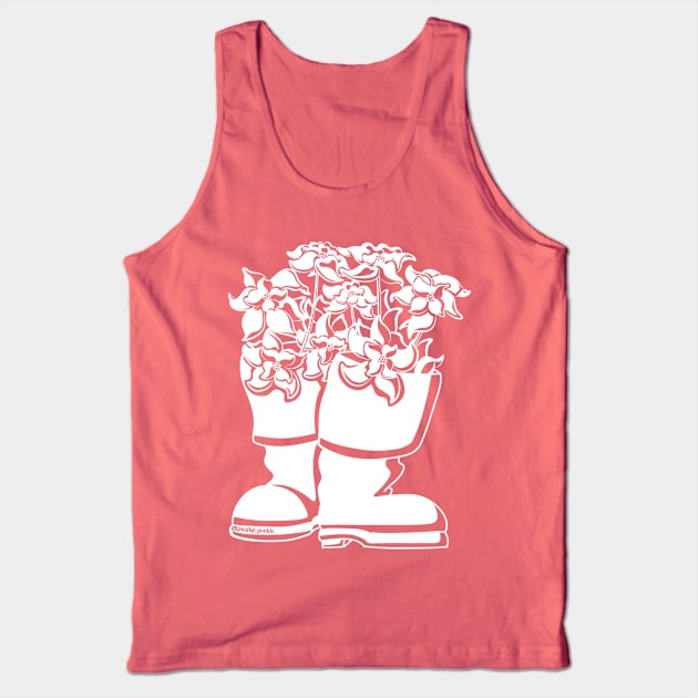 Bunch Berry White Lineart Rain Boots Tank Top by Pastel.Punkk